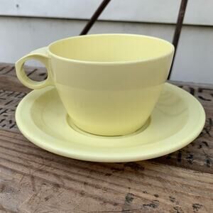 Texas Ware yellow melmac cup and saucer